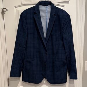 Elegant Navy Plaid Men's Blazer